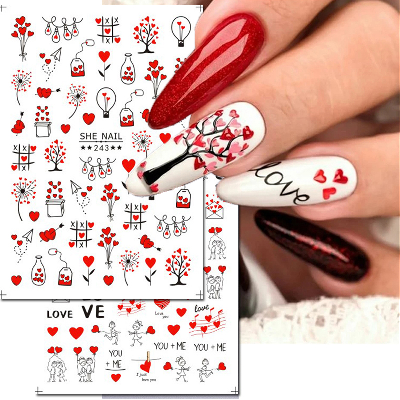 Nail Art Valentines Day - Autocollants 3d pour Nail Art, arbres