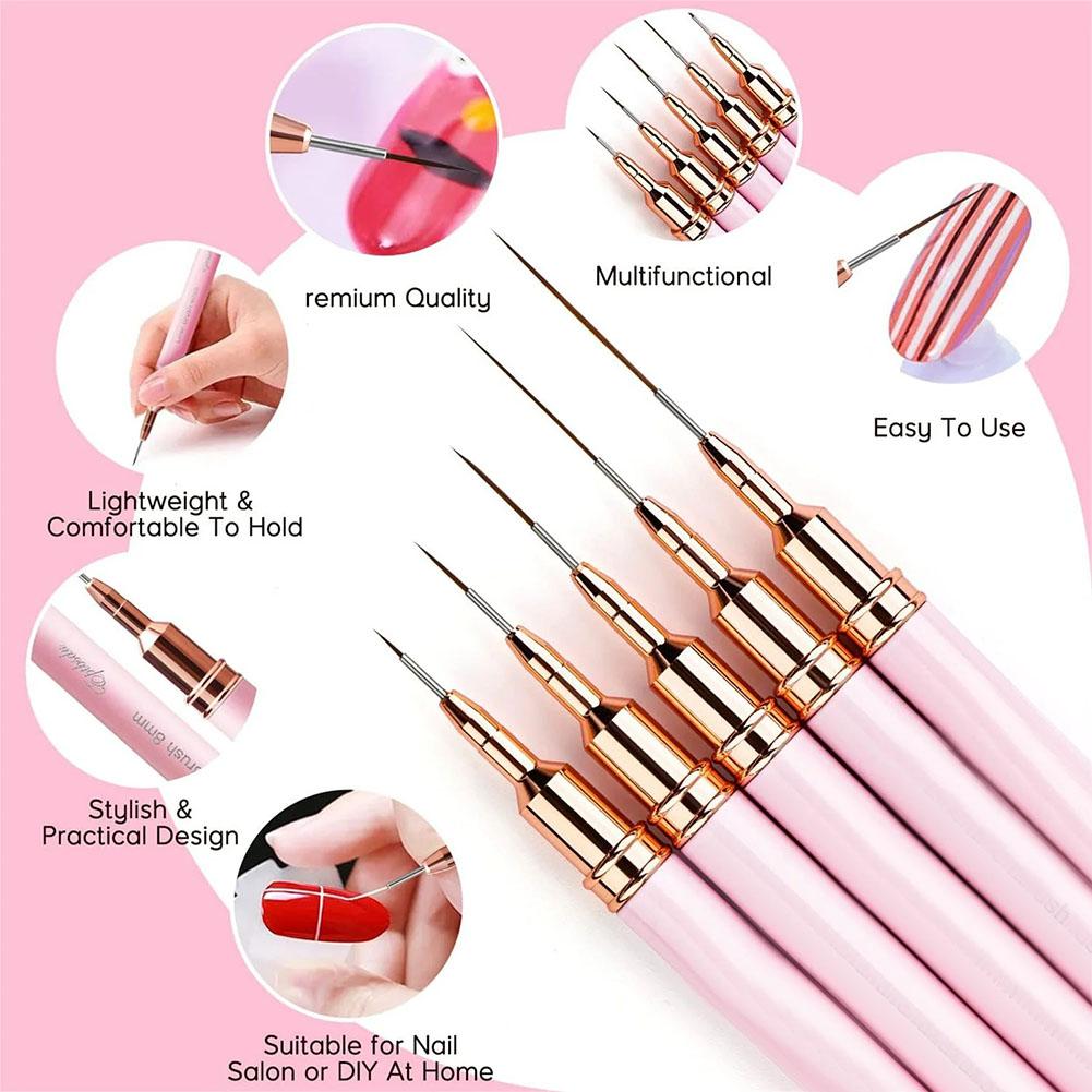 Nail Art Brush Set - Lot de 5 pinceaux professionnels pour