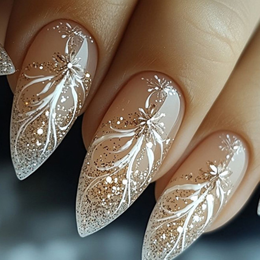 Press On Nail Set - 24 pièces/ensemble faux ongles courts moyens