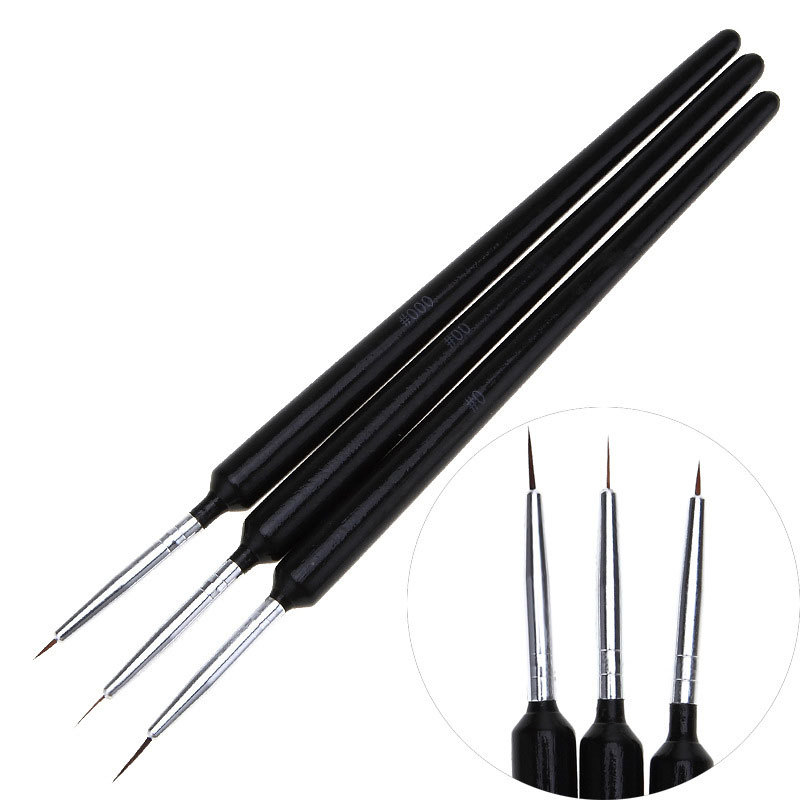 Nail Art Brush Set - Lot de 3 pinceaux ultra-fins pour