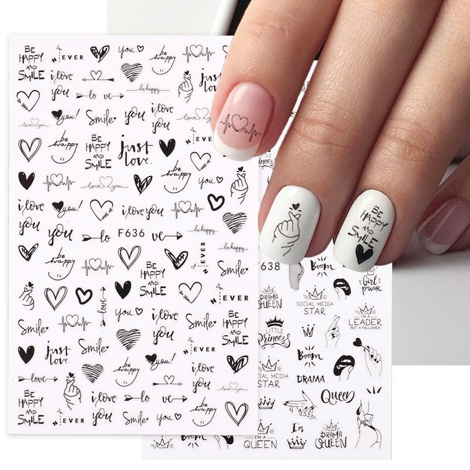 Nail Art Valentines Day - 2pcs coeur amour conception 3D Nail
