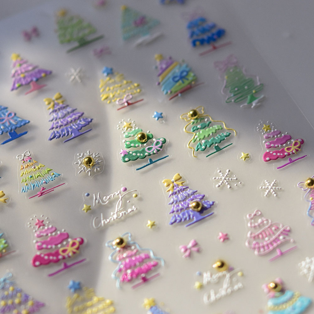 Nail Art Xmas Tree - Autocollants 5D en Relief pour Nail