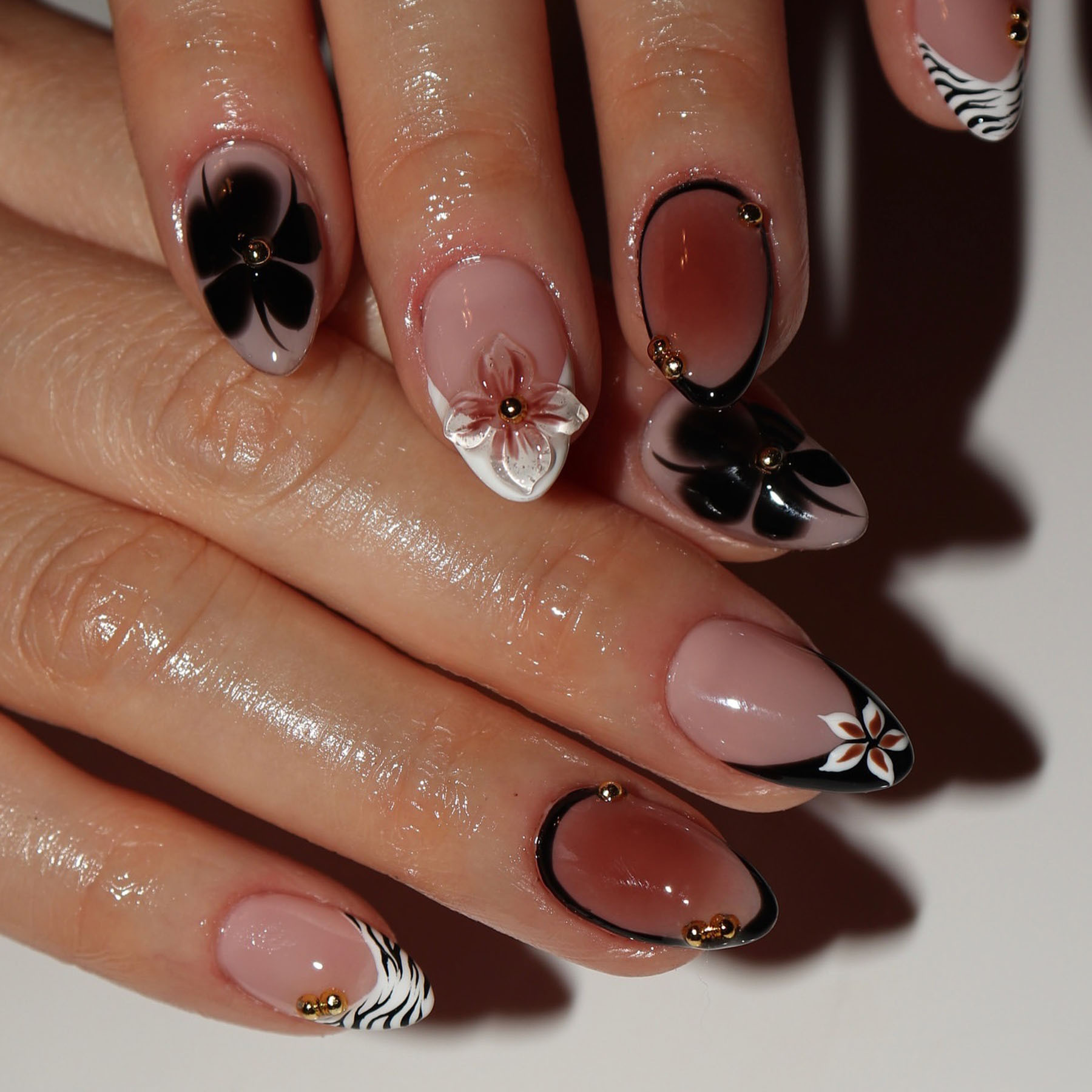 24 pièces fleur faux ongles ma - Press On Nail Set avis et prix