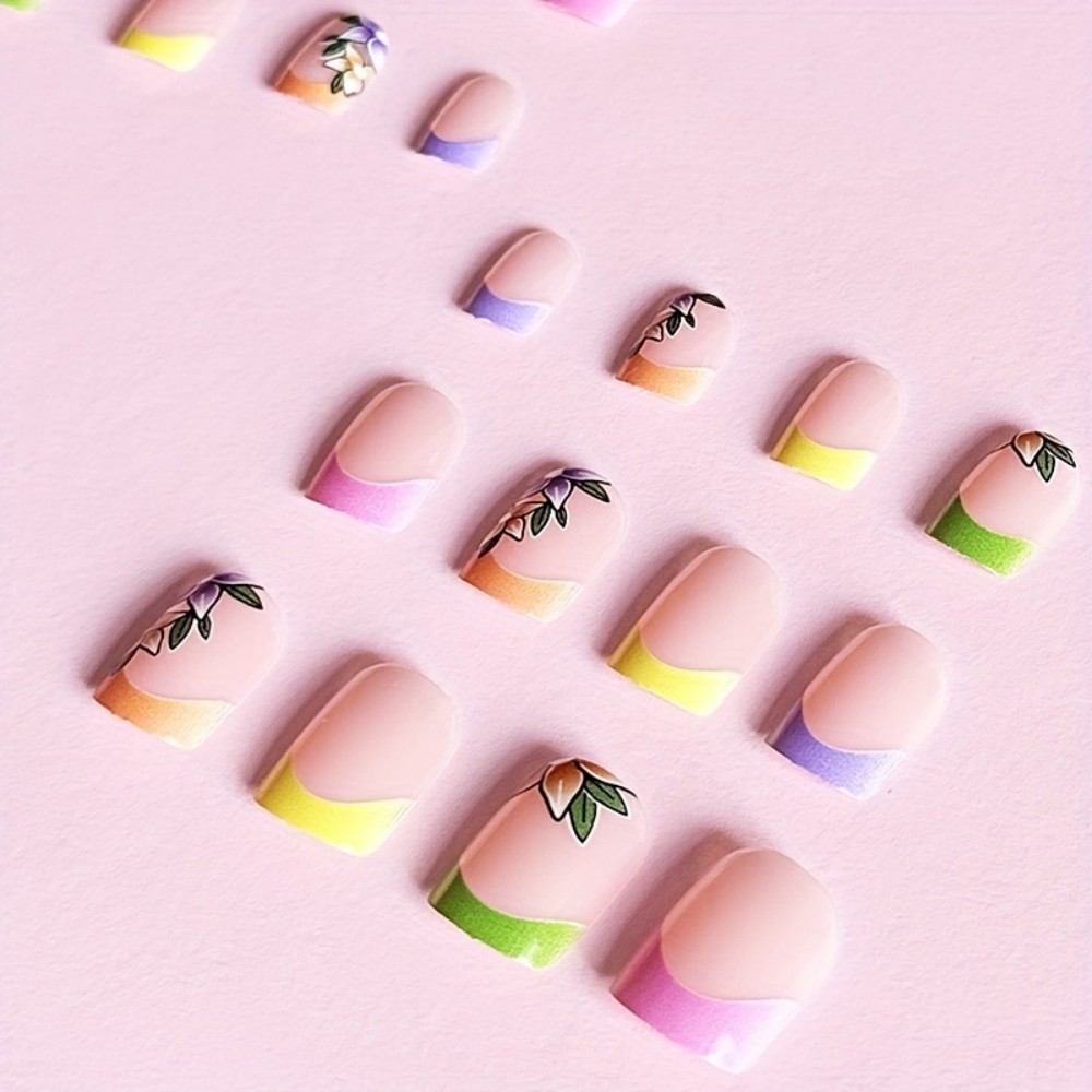 24 faux ongles roses à motif f - Press On Nail Set avis et prix