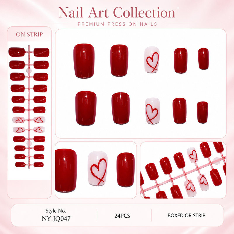 24 faux ongles carrés courts b - Nail Art Valentines Day avis et prix