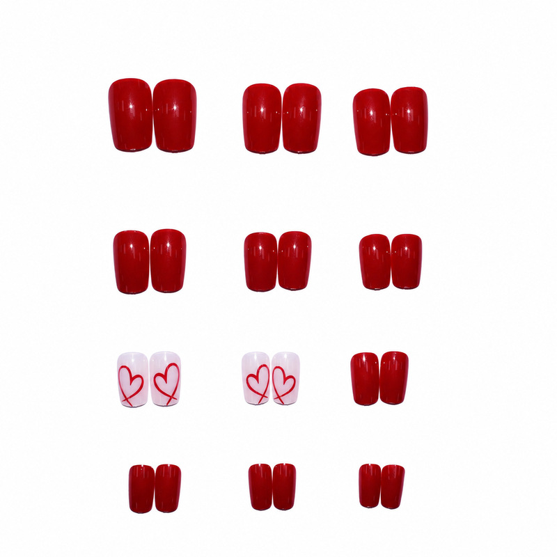 24 faux ongles carrés courts b - Nail Art Valentines Day avis et prix